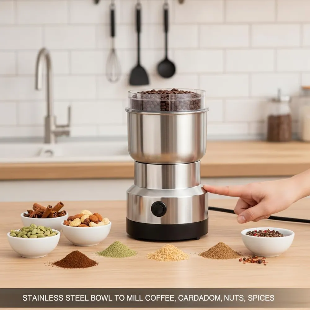 Nima Grinder Mini Mixer Grinder Small Size, Coffee Grinder Electric, Portable Electric Grinder With Powerful Stainless Steel Blades, Masala Grinder Machine, Spice Grinder for Kitchen, Grinder for Home