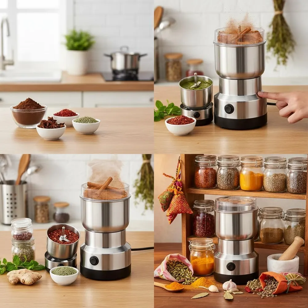 Nima Grinder Mini Mixer Grinder Small Size, Coffee Grinder Electric, Portable Electric Grinder With Powerful Stainless Steel Blades, Masala Grinder Machine, Spice Grinder for Kitchen, Grinder for Home