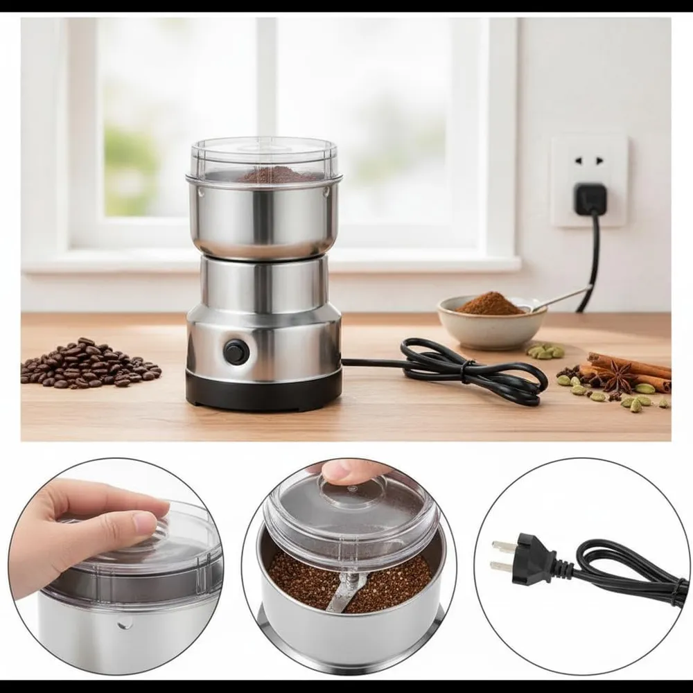 Nima Grinder Mini Mixer Grinder Small Size, Coffee Grinder Electric, Portable Electric Grinder With Powerful Stainless Steel Blades, Masala Grinder Machine, Spice Grinder for Kitchen, Grinder for Home
