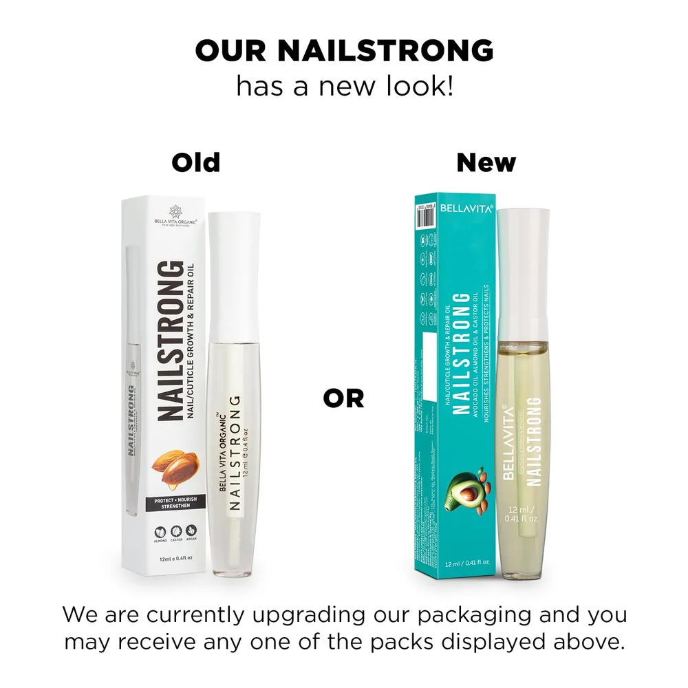 Bella Vita Organic Nail Strong Oil for Cuticle Care, Nail Growth & Strength With Goodness of Almond Oil - Soft, Smooth, & Strong Lustrous Nails, 12 ml
