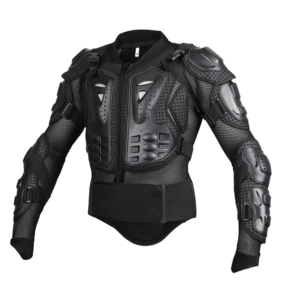 NIKAVI Men Nylon Standard Length Protective Gear Riders Jacket for Motorcycle (Black, M)