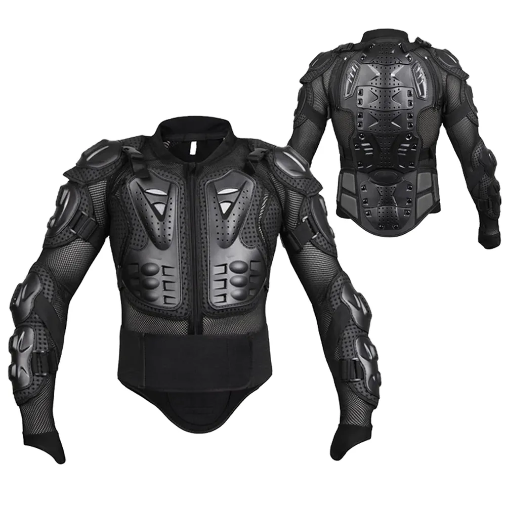 NIKAVI Men Nylon Standard Length Protective Gear Riders Jacket for Motorcycle (Black, M)