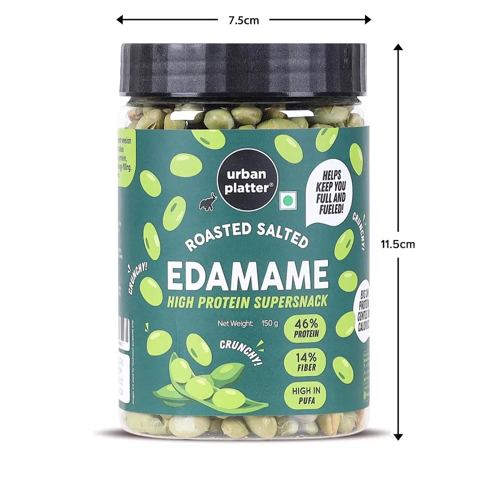 Urban Platter Roasted Salted Edamame, 150g (46% Protein, 14% Fiber, Lightly Salted Young Green Soybeans, Highest Plant Protein Supersnack)