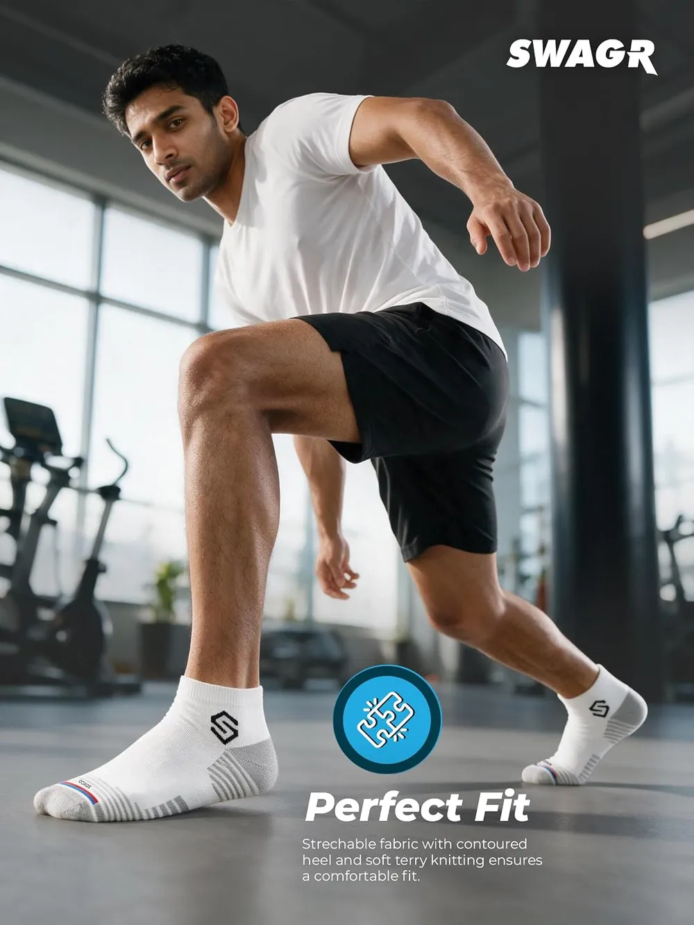 SWAGR 12 Pairs Sports Cotton Ankle Length Socks for Men, Pack of 12., Assorted