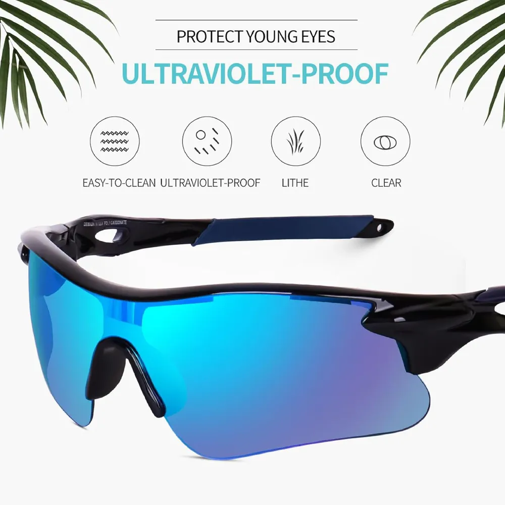 Dervin Non Polarized Oversized Sports Sunglasses for Men Women, Outdoor Cricket Cycling Hiking Fishing Sunglasses