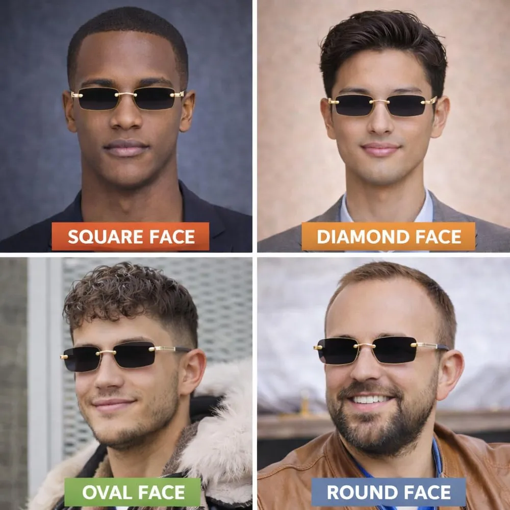 Dervin UV Protected Retro Rectangular Rimless Sunglasses for Men and Women