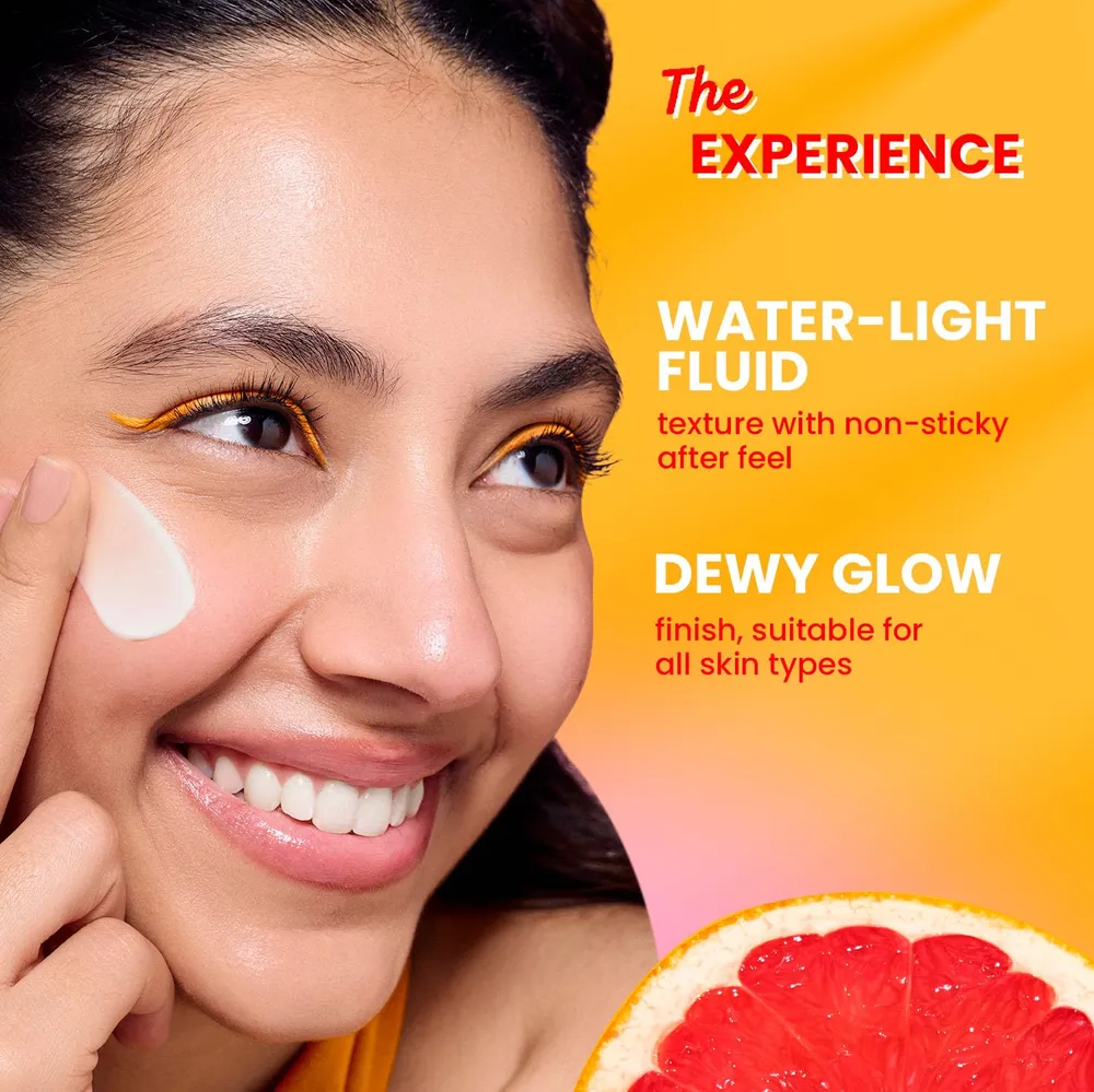 Dot & Key Vitamin C + E Super Bright Sunscreen In-Vivo Tested SPF 50+ PA++++ With New-Age UV Filters, Water-Light Fluid, Boosts Glow, Reduces Dullness & Dark Spots, Checks Tanning, No White Cast || 30G
