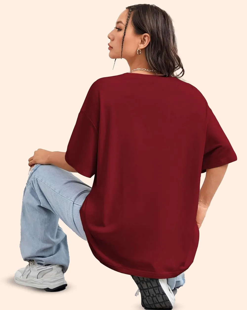 AUSK Oversized T-Shirt for Womens || Graphic Front Printed Loose fit Womens Tshirt