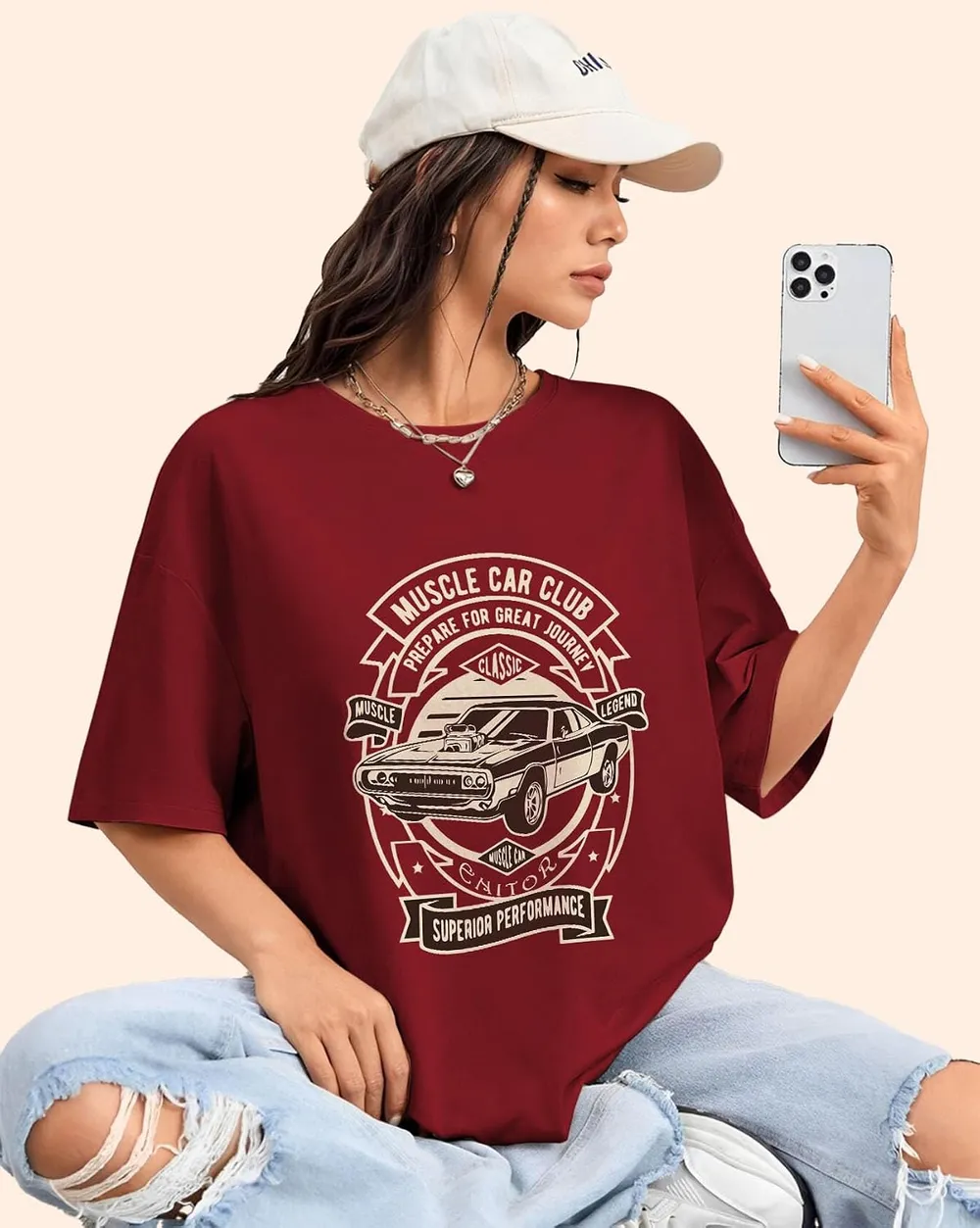AUSK Oversized T-Shirt for Womens || Graphic Front Printed Loose fit Womens Tshirt