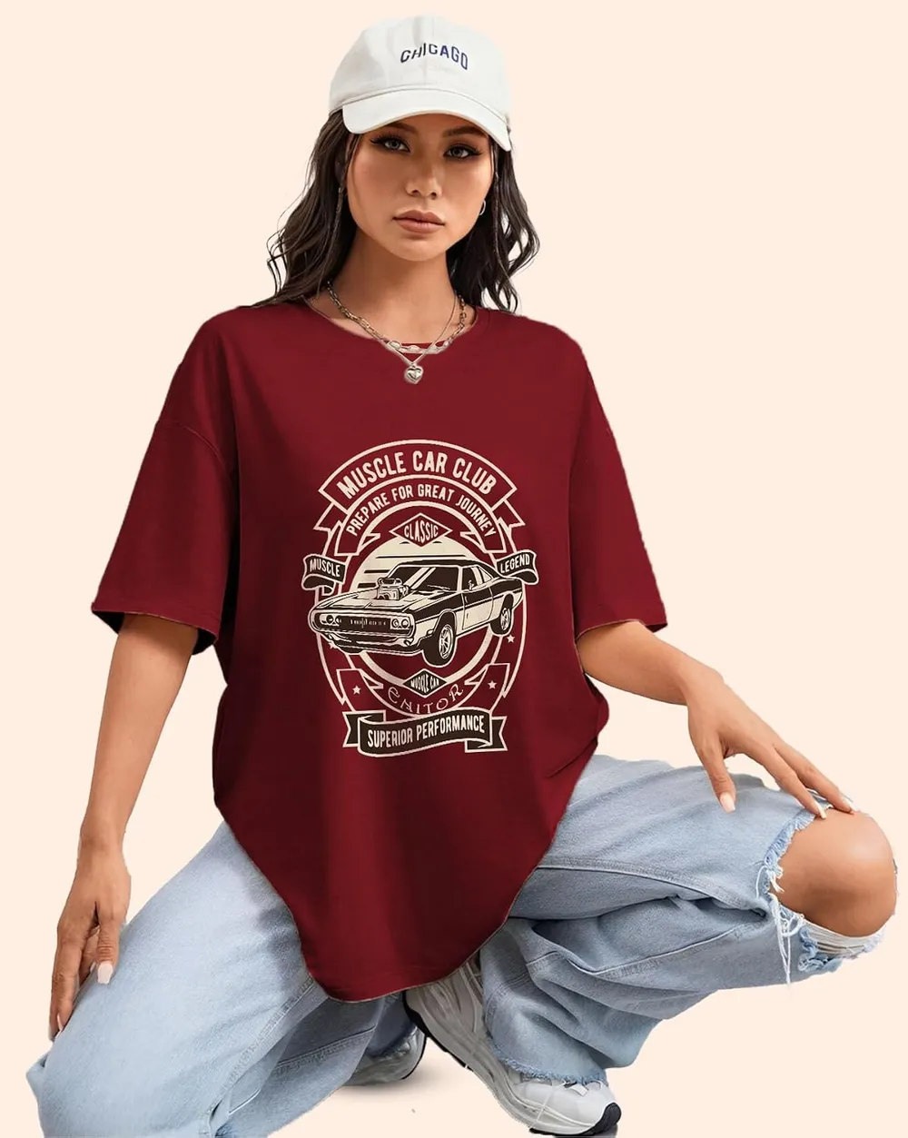 AUSK Oversized T-Shirt for Womens || Graphic Front Printed Loose fit Womens Tshirt