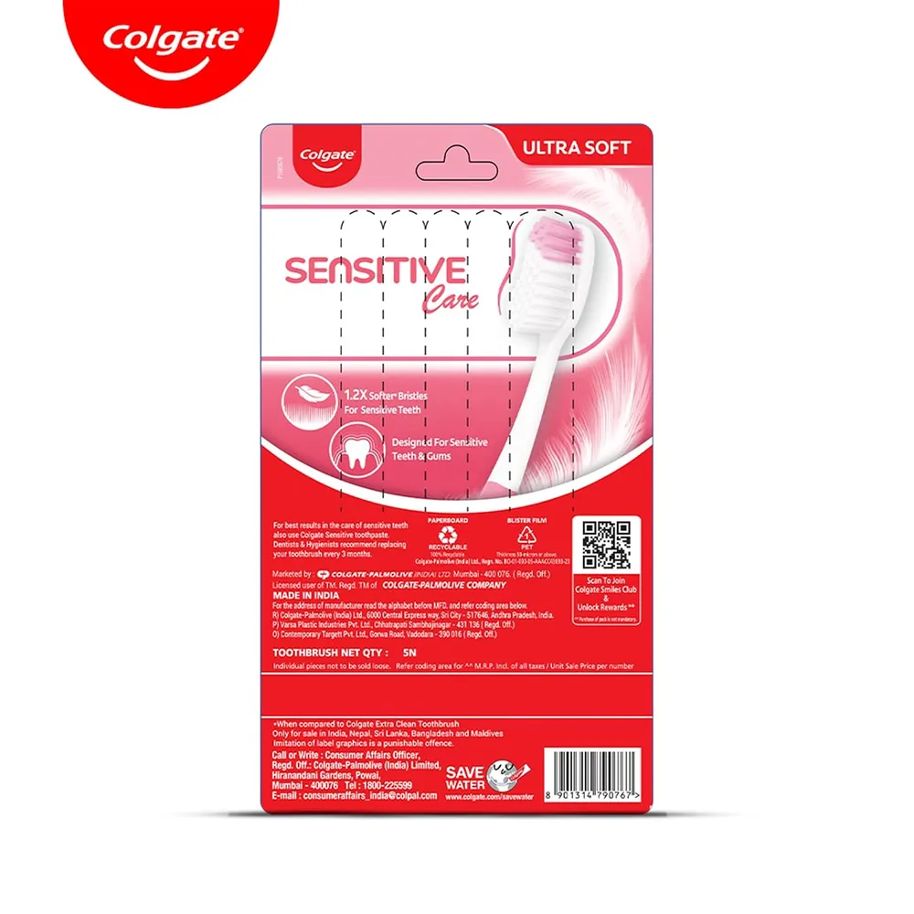 Colgate Sensitive Care Toothbrush Set of 5 | Ultra Soft for Sensitive Teeth