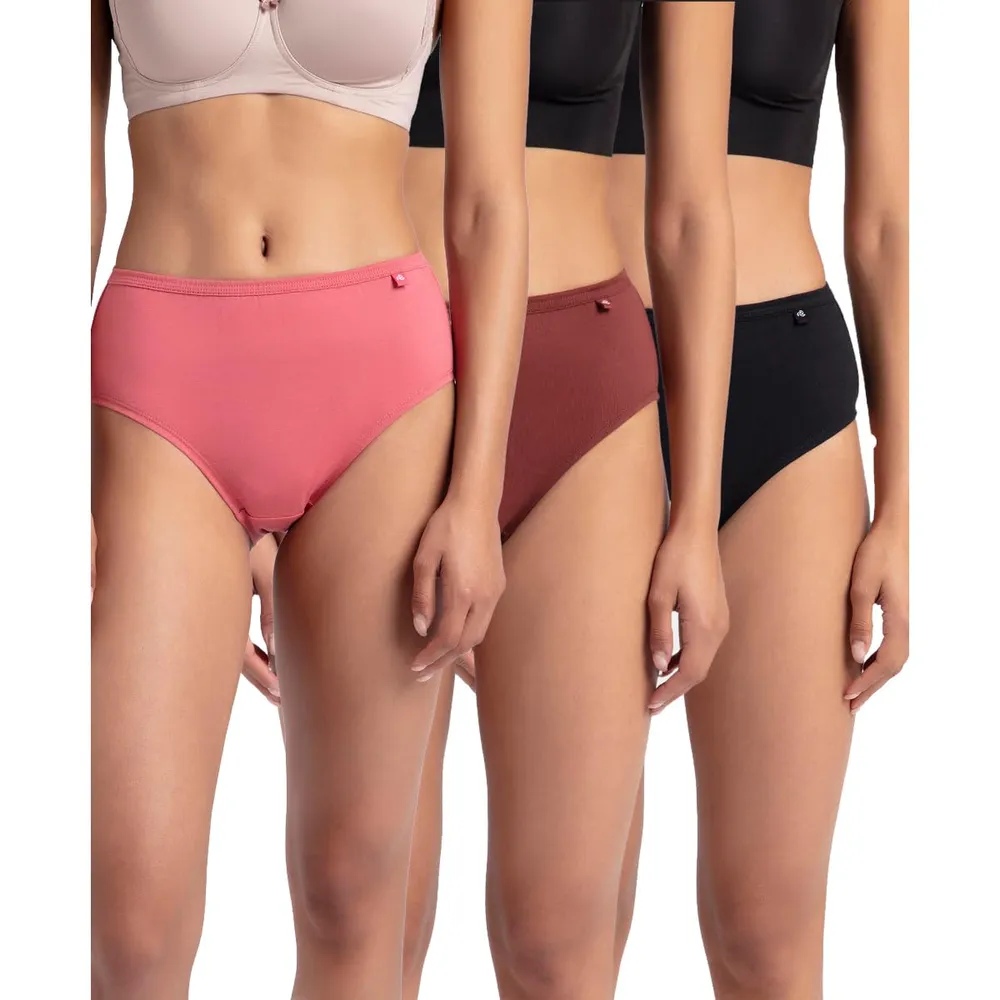 Jockey 1406 Women High Coverage Super Combed Cotton Hipster with Concealed Waistband and StayFresh Treatment_(Pack of 3, Colors & Prints May Vary)