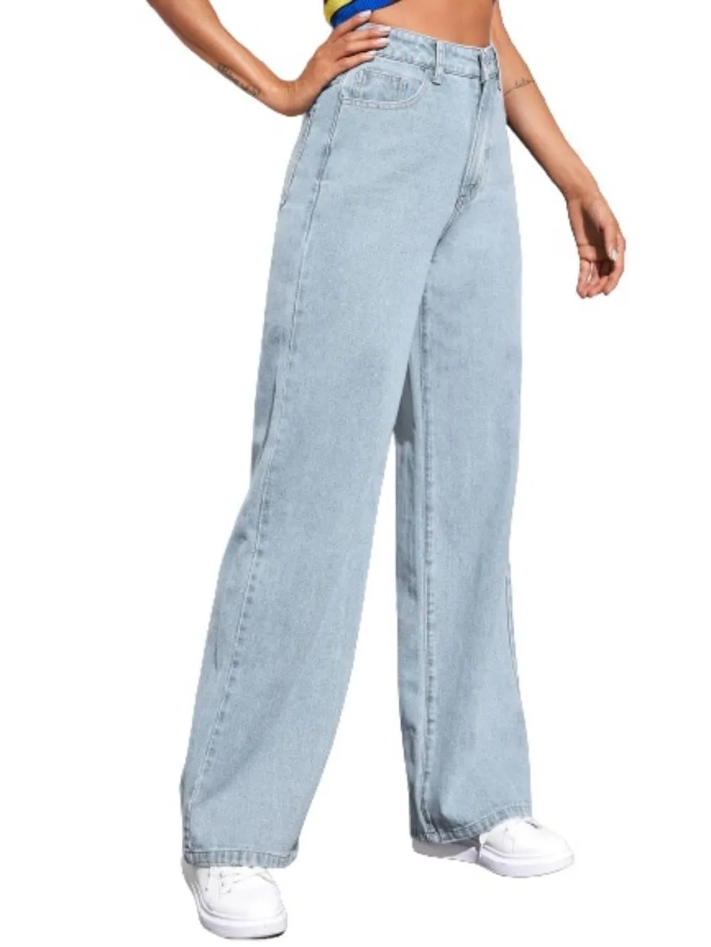 KOTTY Women’s High Waist Denim Jeans | Straight, Relaxed & Wide Leg Fit | Light Blue, Dark Blue & Black | Casual Regular Length Fashion Wear