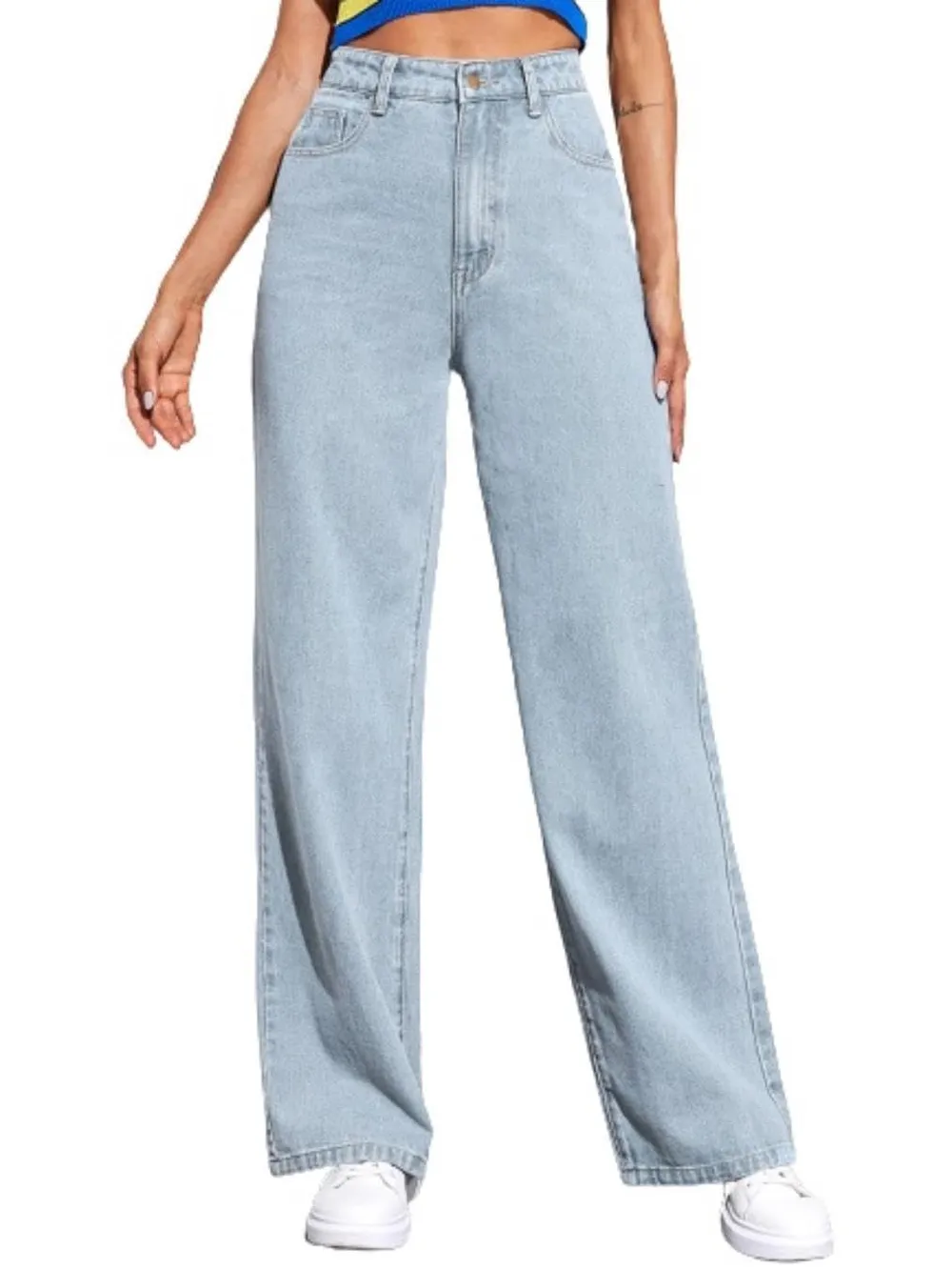 KOTTY Women’s High Waist Denim Jeans | Straight, Relaxed & Wide Leg Fit | Light Blue, Dark Blue & Black | Casual Regular Length Fashion Wear