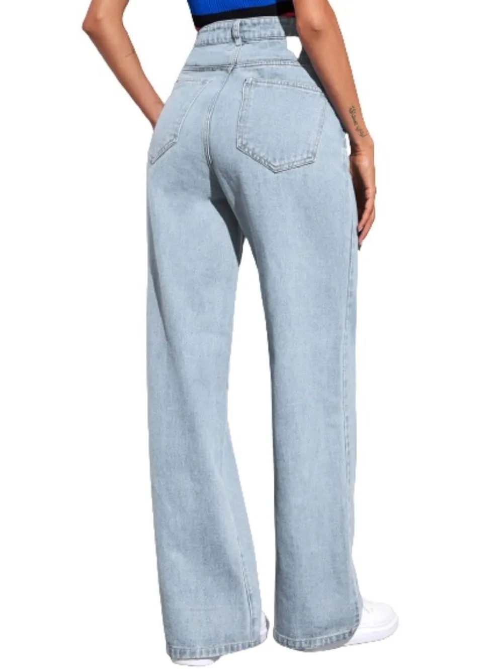 KOTTY Women’s High Waist Denim Jeans | Straight, Relaxed & Wide Leg Fit | Light Blue, Dark Blue & Black | Casual Regular Length Fashion Wear