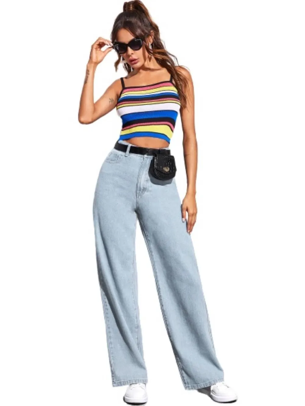KOTTY Women’s High Waist Denim Jeans | Straight, Relaxed & Wide Leg Fit | Light Blue, Dark Blue & Black | Casual Regular Length Fashion Wear