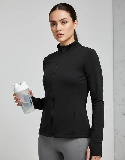 PUMP'D Women's Jacket | Slim Fit | Thumb Hole Open Sleeve | With zipper | Perfect for workout