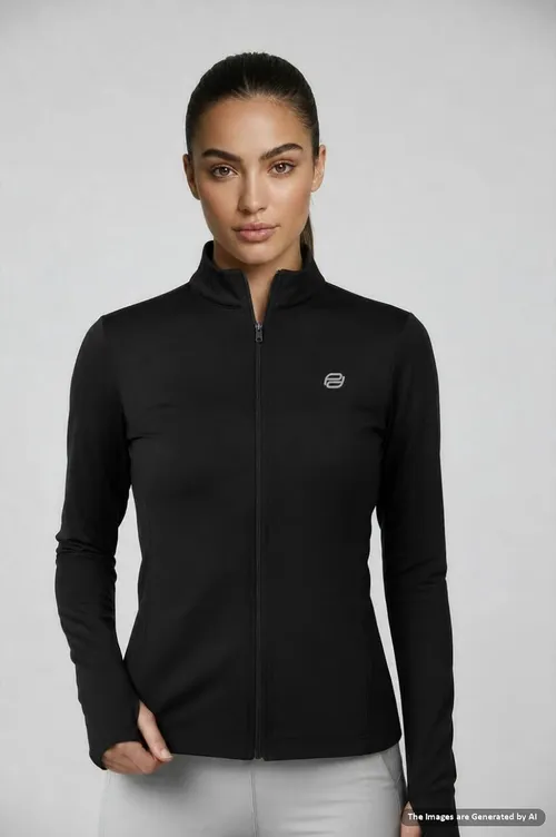 PUMP'D Women's Jacket | Slim Fit | Thumb Hole Open Sleeve | With zipper | Perfect for workout