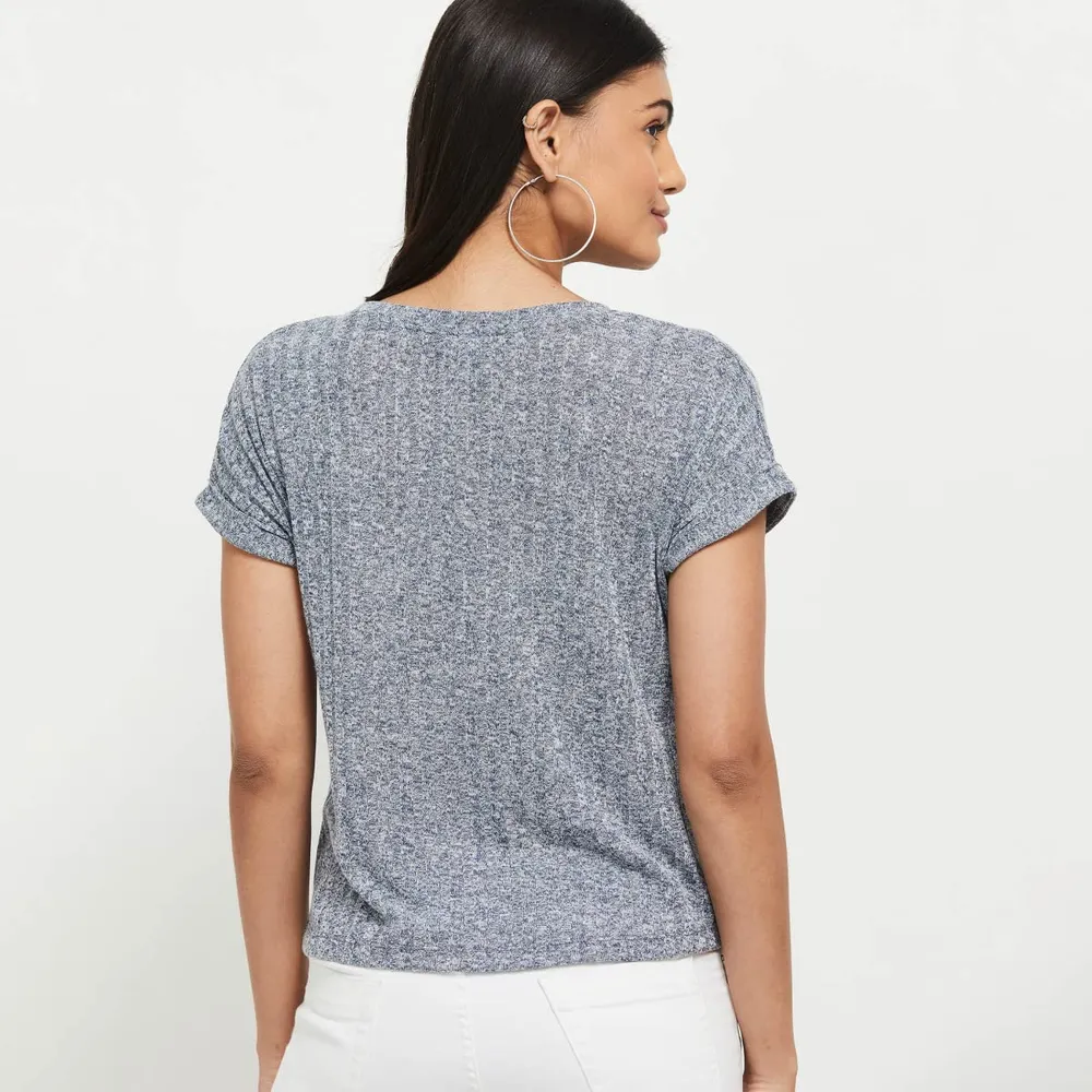 Max Women's Cotton Regular Fit Textured Round Neck T-Shirt