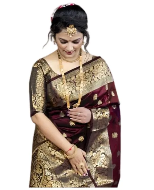 Women's Silk Saree With Blouse Piece For Wedding