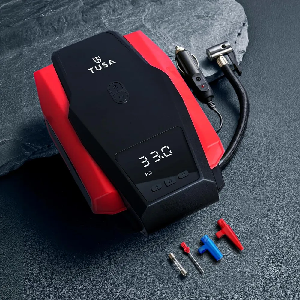 TUSA Drive X Tyre Inflator for Car - 150 PSI, 12V DC Portable Air Compressor with Digital Tire Pressure Gauge & LED Light | Car Accessories, Auto Air Pump for Cars, Motorcycle & Other Inflatables